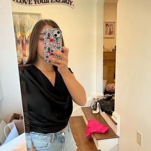 Black silk top -Zara